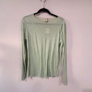 Free People Gold Rush Sequin Top Size L